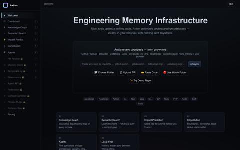 Axiom — Engineering Memory Infrastructure — screenshot