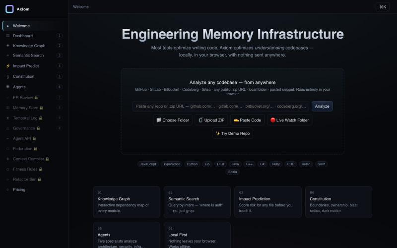 Axiom — Engineering Memory Infrastructure — screenshot
