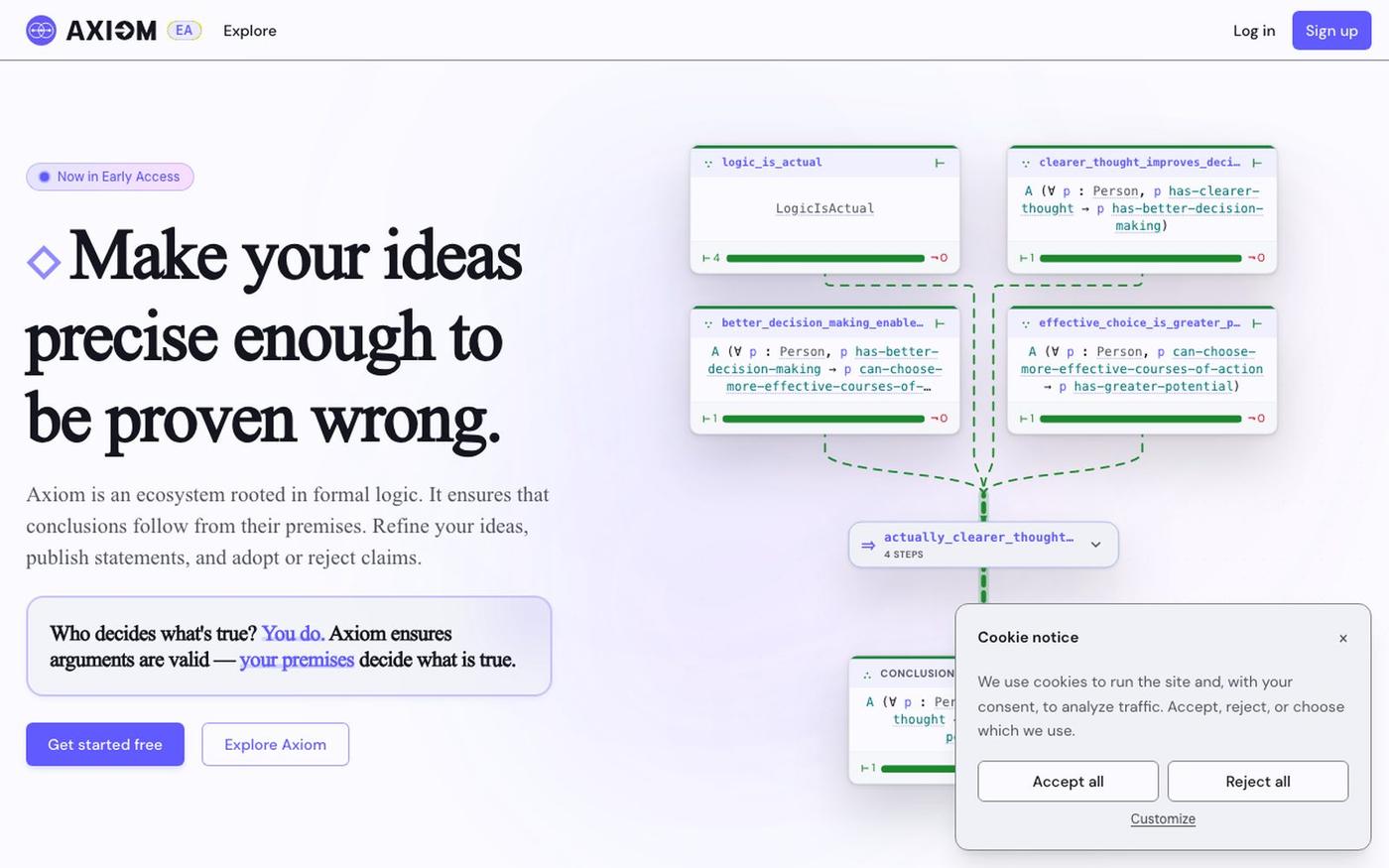 Axiom: The 1st Social Platform for Logically Valid Reasoning — screenshot