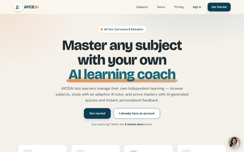 AYCEAI — Master Any Subject with Your AI Learning Coach — screenshot