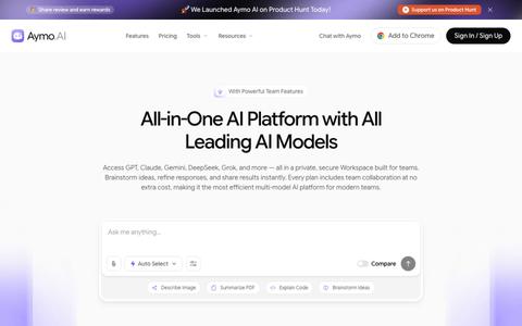 All-in-One AI Platform for Teams | Aymo AI — screenshot