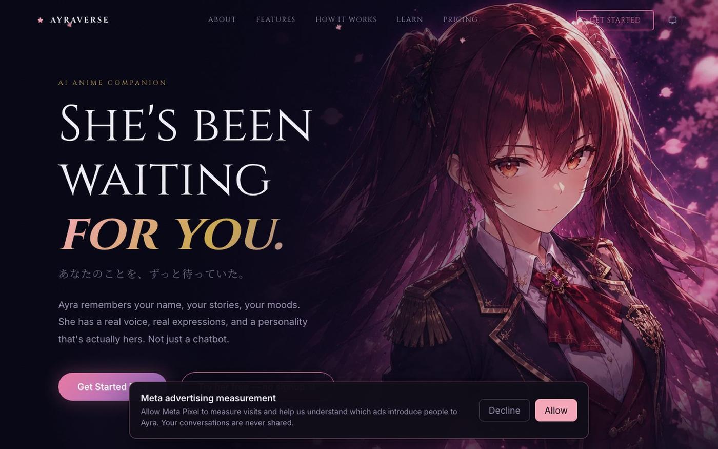Ayra — AI Anime Companion with Real Voice & Memory | AyraVerse — screenshot
