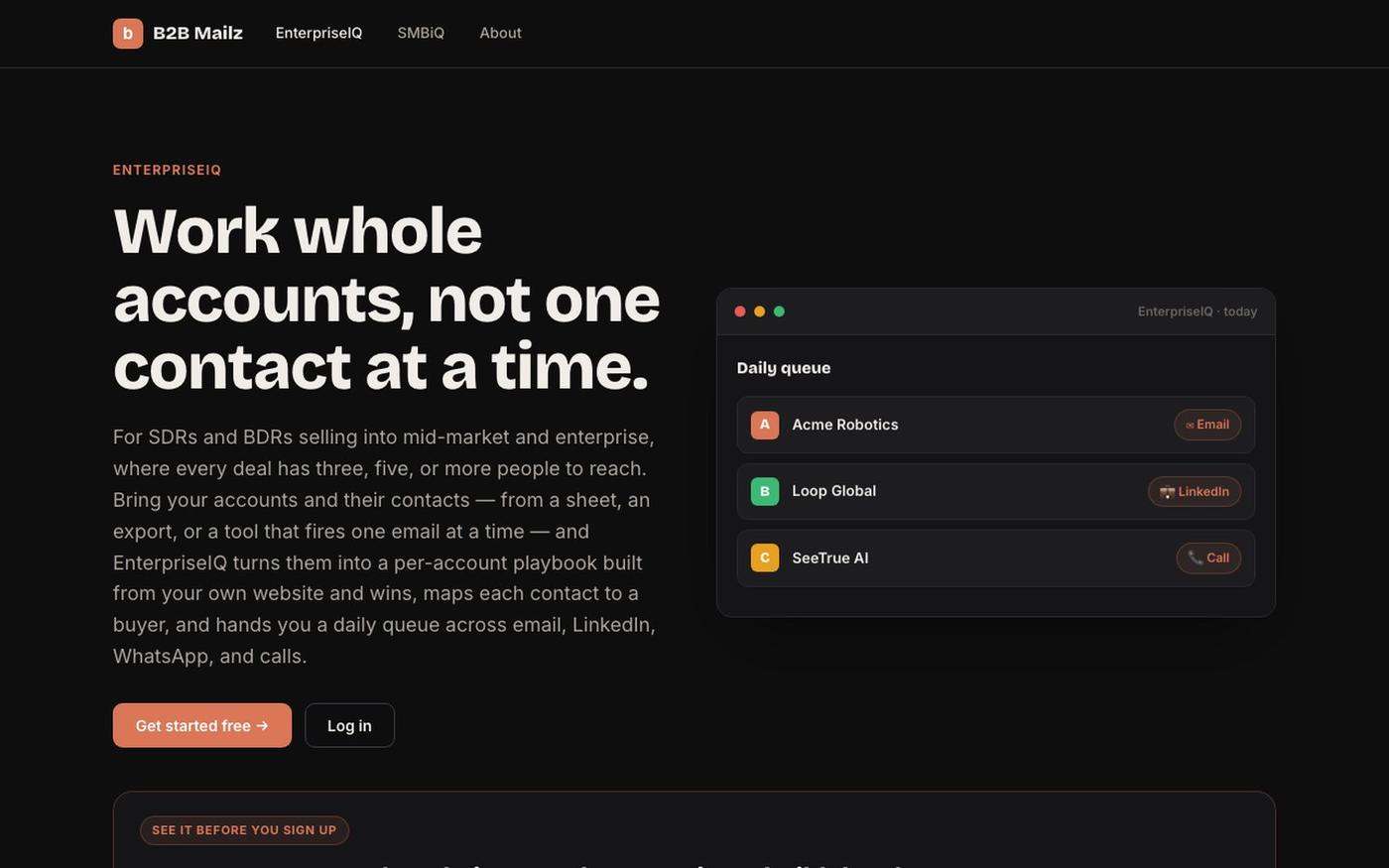 B2B Mailz — outbound from your own inbox — screenshot