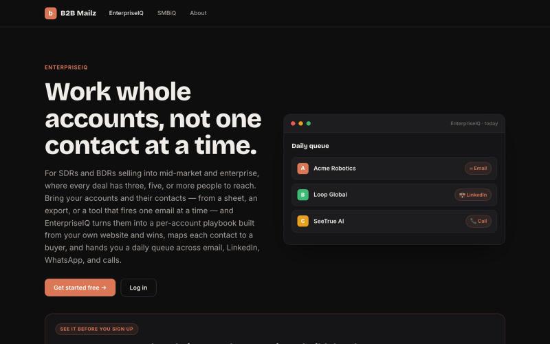 B2B Mailz — outbound from your own inbox — screenshot