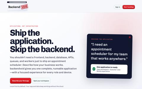 backendvoid — Build the app your business needs — screenshot