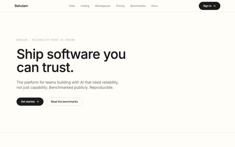 Bahulam — Reliability-first AI coding — screenshot