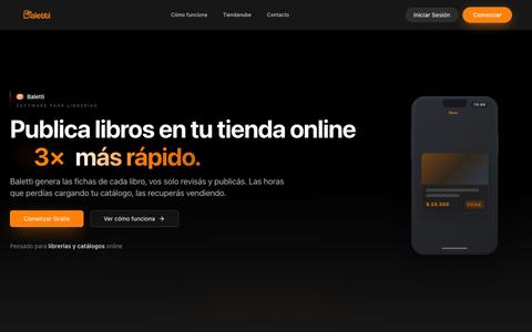 Baletti — Publicá libros en tu tienda online 10x más rápido — screenshot