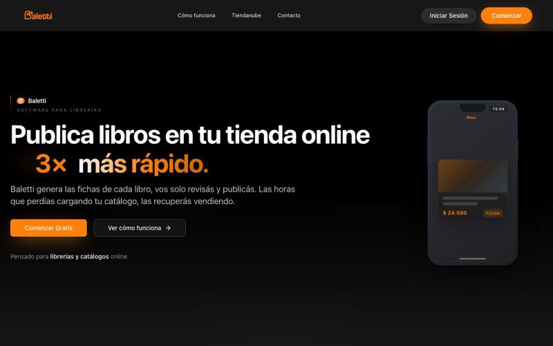 Baletti — Publicá libros en tu tienda online 10x más rápido — screenshot