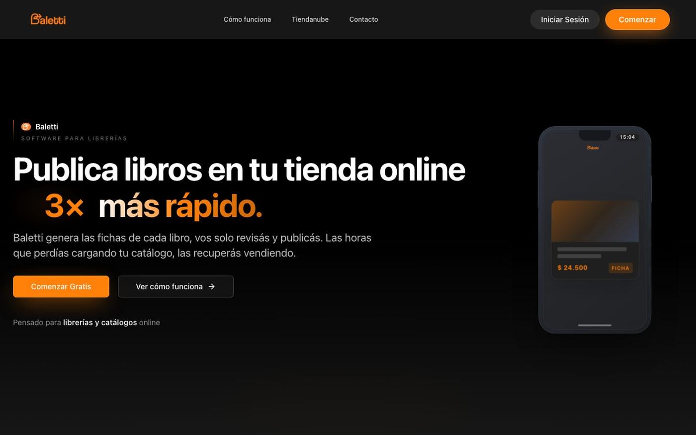 Baletti — Publicá libros en tu tienda online 10x más rápido — screenshot
