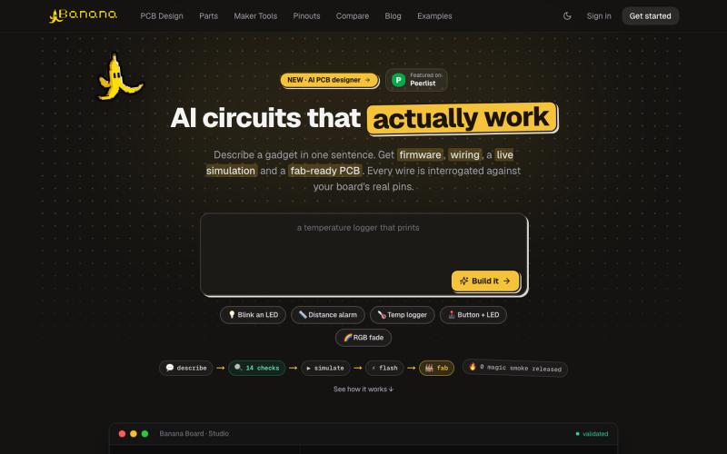 Banana Board: Describe a circuit, get validated firmware + wiring — screenshot