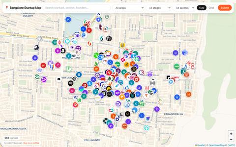 Bangalore Startup Map — Startups in Bengaluru — screenshot