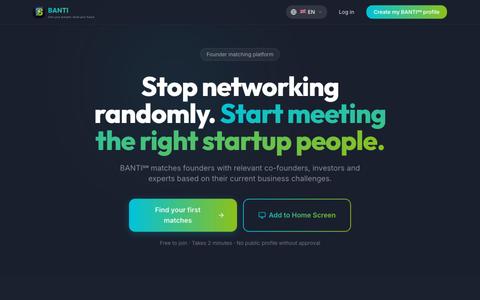 Banti – Founder Matching Platform | Connect with Entrepreneurs, Investors & Expe — screenshot