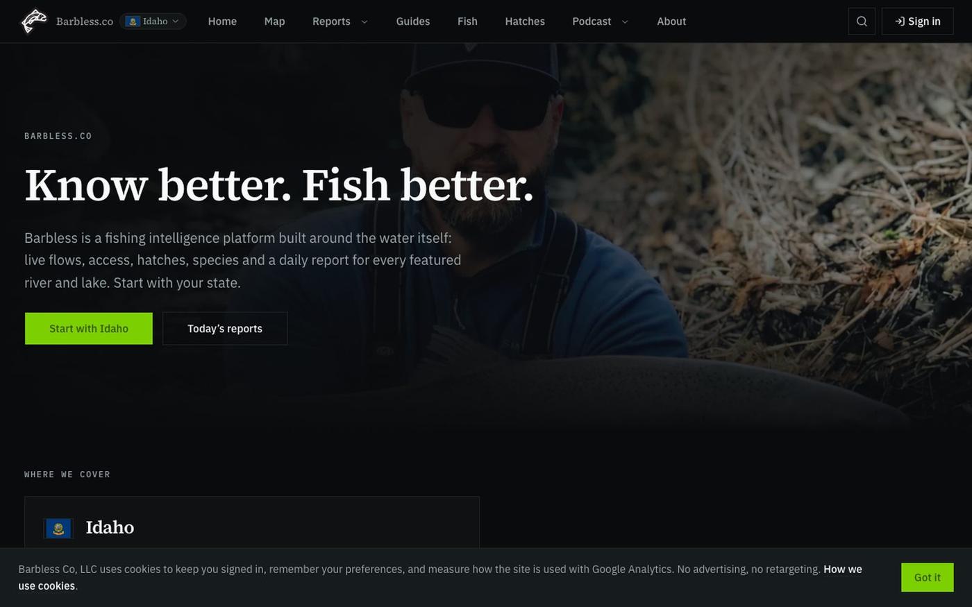 Barbless.co — Know better. Fish better. — screenshot