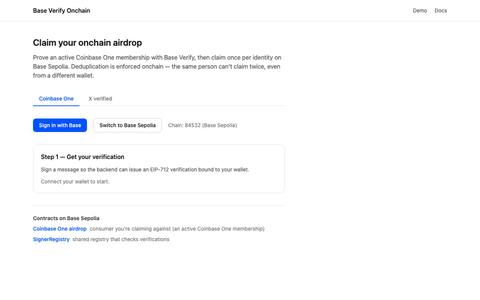 Base Verify Onchain Demo — screenshot