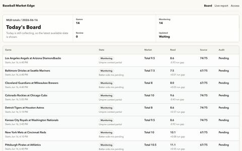 Baseball Market Edge — screenshot