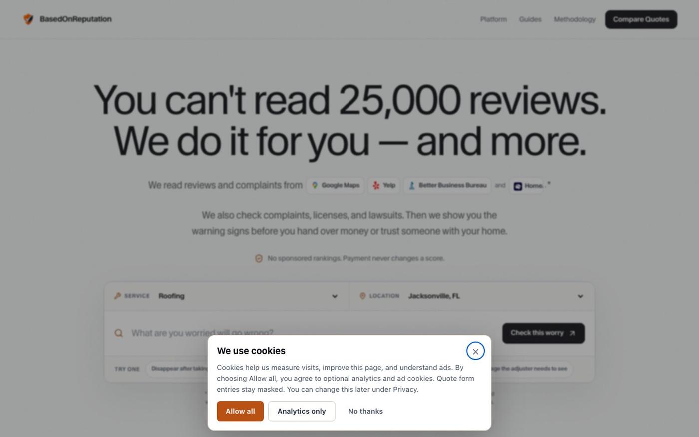 Compare Local Service Companies | BasedOnReputation — screenshot