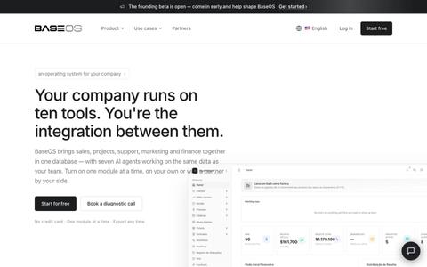 BaseOS — Tu empresa funciona con diez herramientas. La integración eres tú — screenshot