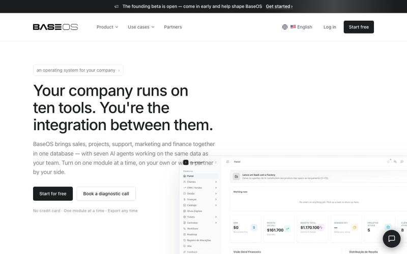 BaseOS — Tu empresa funciona con diez herramientas. La integración eres tú — screenshot