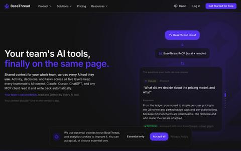 BaseThread | Shared context for every AI tool your team uses — screenshot
