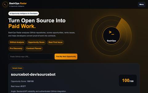 BashOps Radar - Turn Open Source Into Paid Work — screenshot