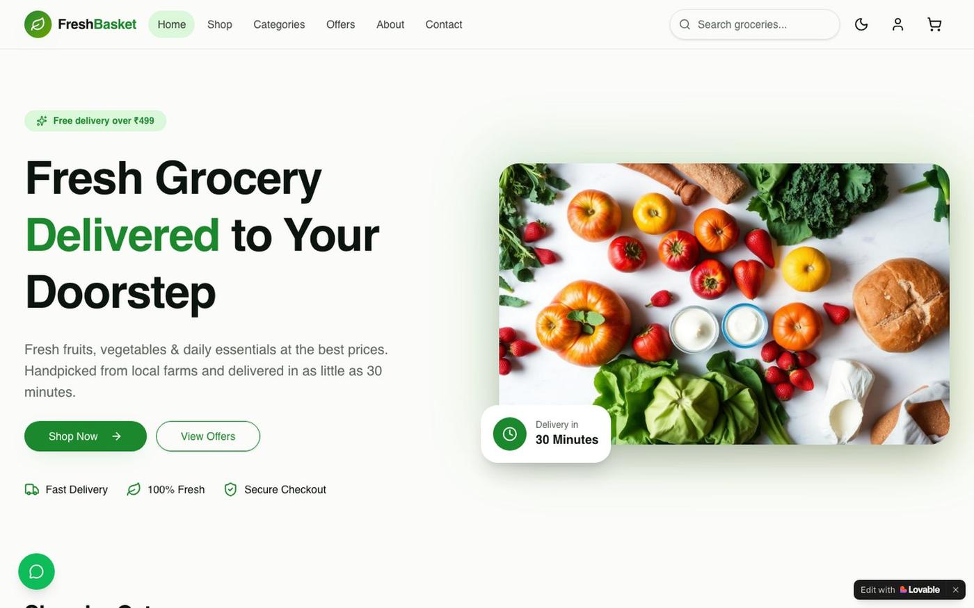 Fresh Basket — Fresh Groceries Delivered in Surat — screenshot