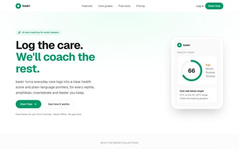 baskr, the AI care coach for exotic pets — screenshot