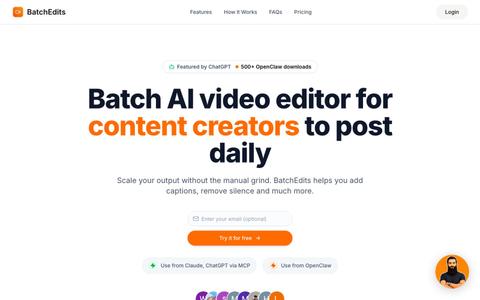 BatchEdits – Batch AI Video Editor & Auto Captions — screenshot