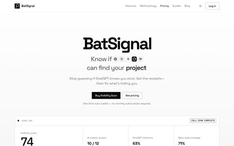 BatSignal — AI visibility measurement for your website — screenshot
