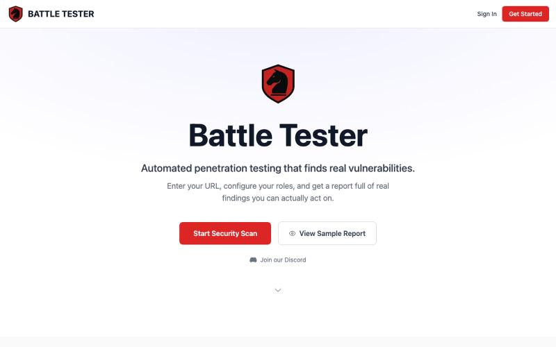 BattleTester - Automated Penetration Testing — screenshot