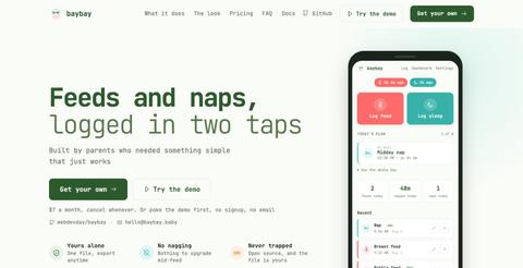 Open source, self-hosted baby tracker = baybay — screenshot