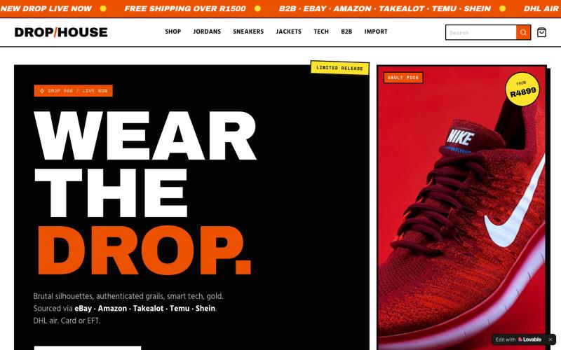 Drop/House — Sneakers, Tech, Jewellery & Streetwear — screenshot