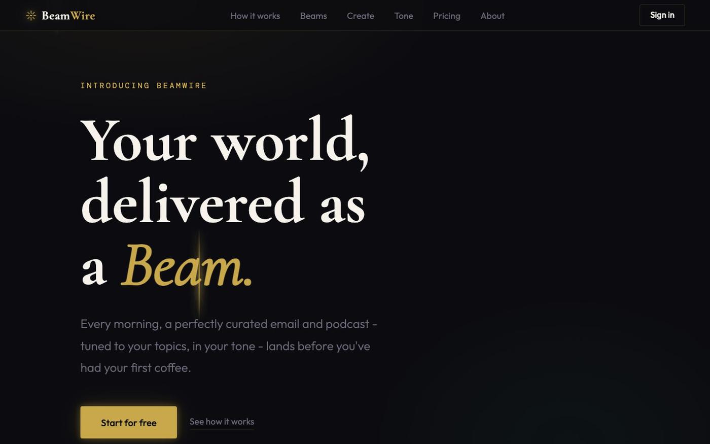 BeamWire — Your World, Delivered as a Beam — screenshot