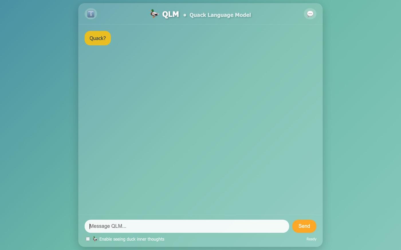 QLM - Quack Language Model — screenshot