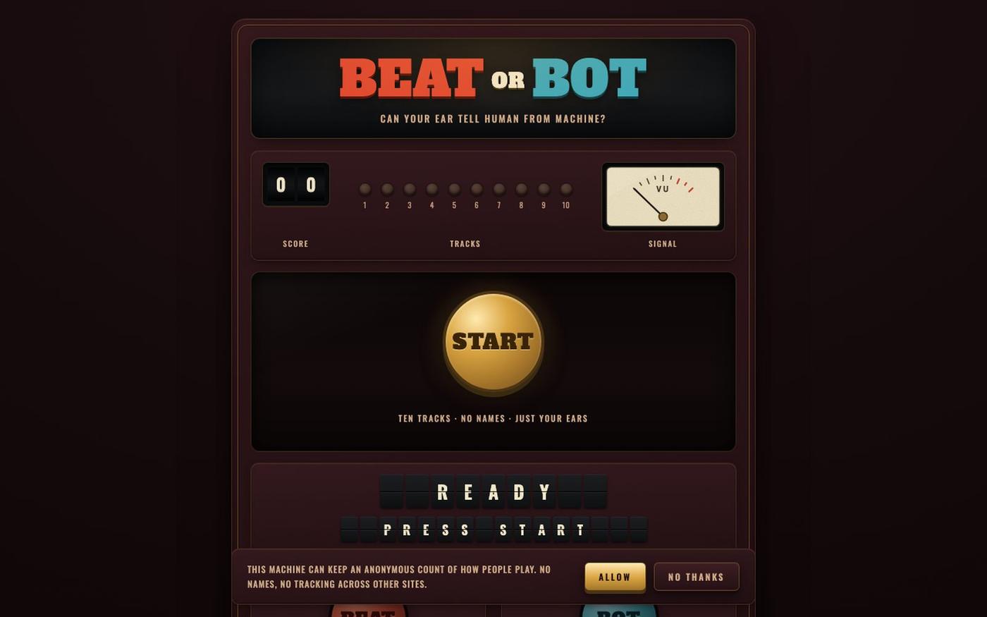 Beat or Bot — can your ear tell human from machine? — screenshot