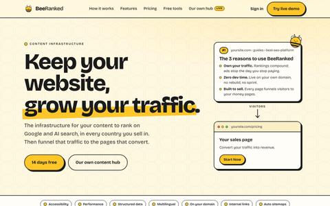 BeeRanked | Grow your traffic, keep your site — screenshot