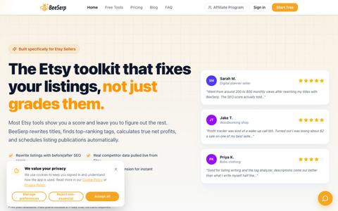 BeeSerp — AI Listing Generator & SEO Tool for Etsy Sellers — screenshot