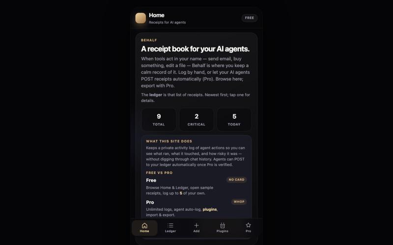Behalf — screenshot