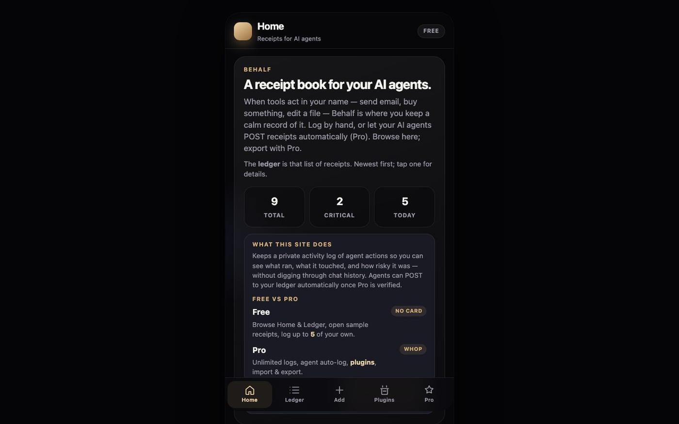 Behalf — screenshot