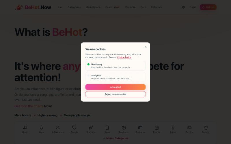 BeHot - Where anything can compete for attention — screenshot