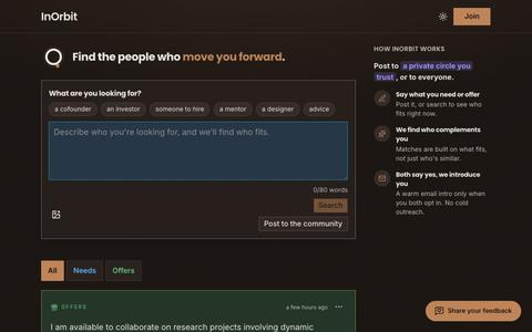 InOrbit: Find the people who move you forward. — screenshot