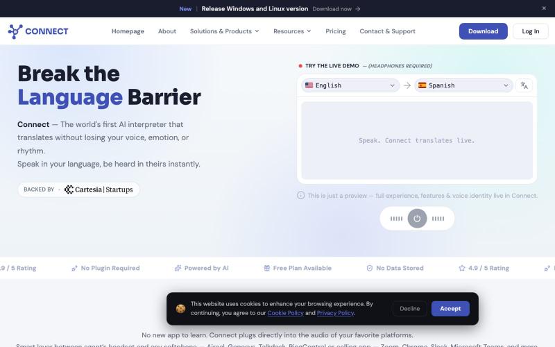 Connect | AI Voice Translator for Zoom & Real-Time Calls — screenshot