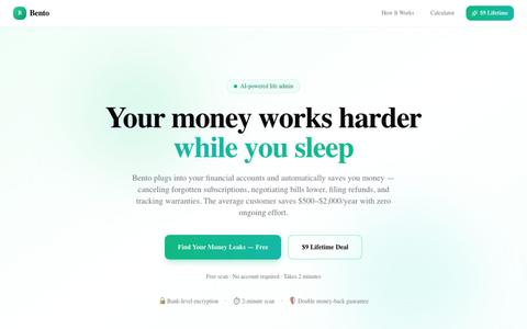 Bento — AI Financial Assistant | Save $500-2,000/Year Automatically | Bento — screenshot