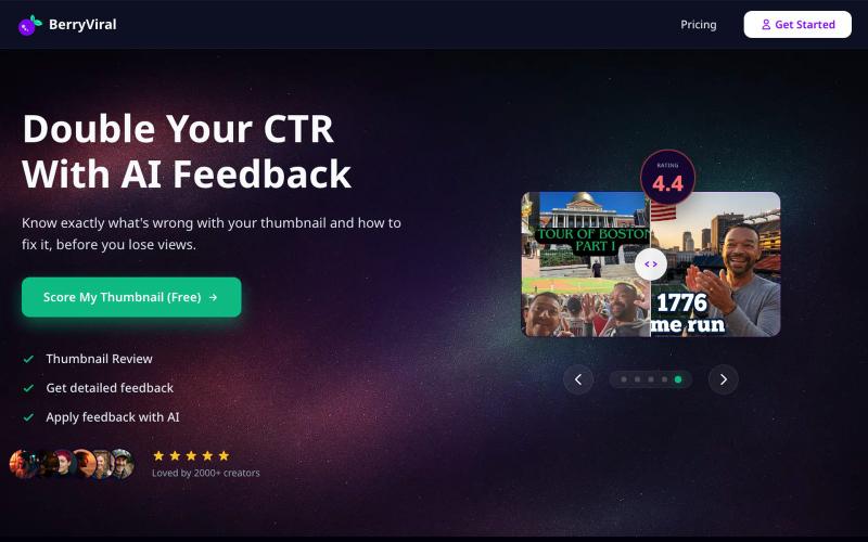 BerryViral: YouTube Thumbnail Intelligence for Creators — screenshot