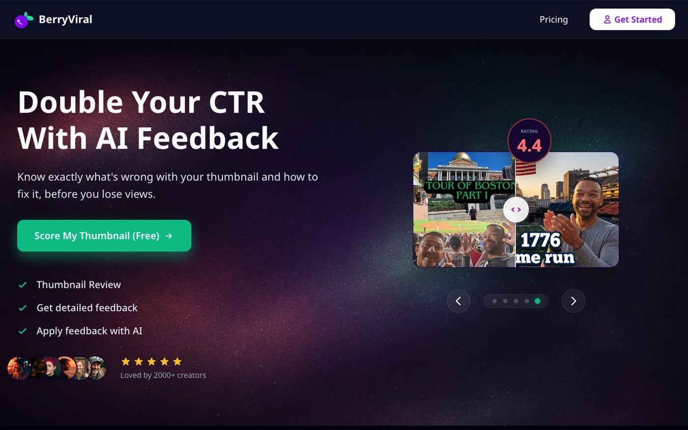 BerryViral: YouTube Thumbnail Intelligence for Creators — screenshot