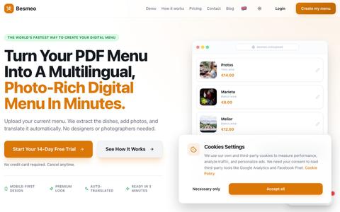 Create Your Digital Menu Free | Besmeo — screenshot