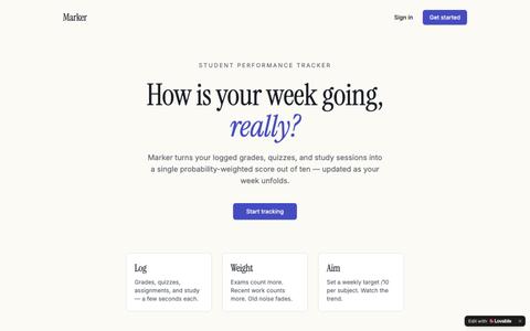 Marker — A calm tracker for student performance — screenshot