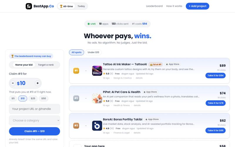 BestApp.Co — The #1 App Spot Is For Sale — screenshot