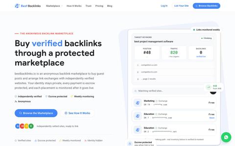 Backlink Marketplace | Buy Verified Guest Posts & Link Exchanges — screenshot