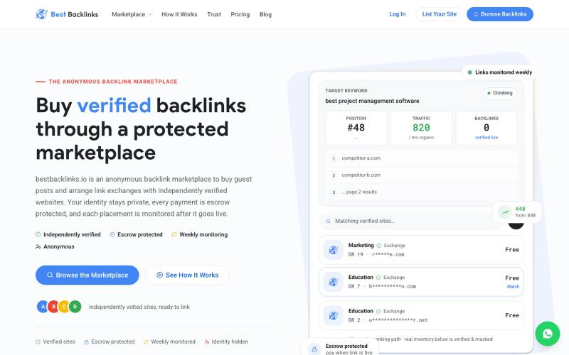 Backlink Marketplace | Buy Verified Guest Posts & Link Exchanges — screenshot