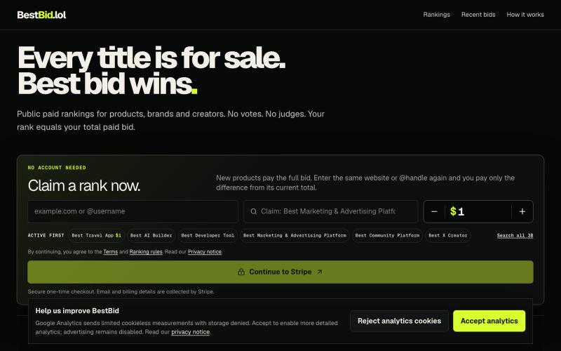 BestBid.lol — Every title is for sale — screenshot